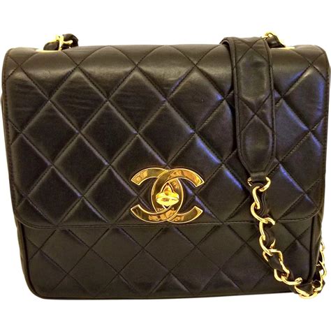 black lacquer vintage chanel bag|antique Chanel shoulder bag.